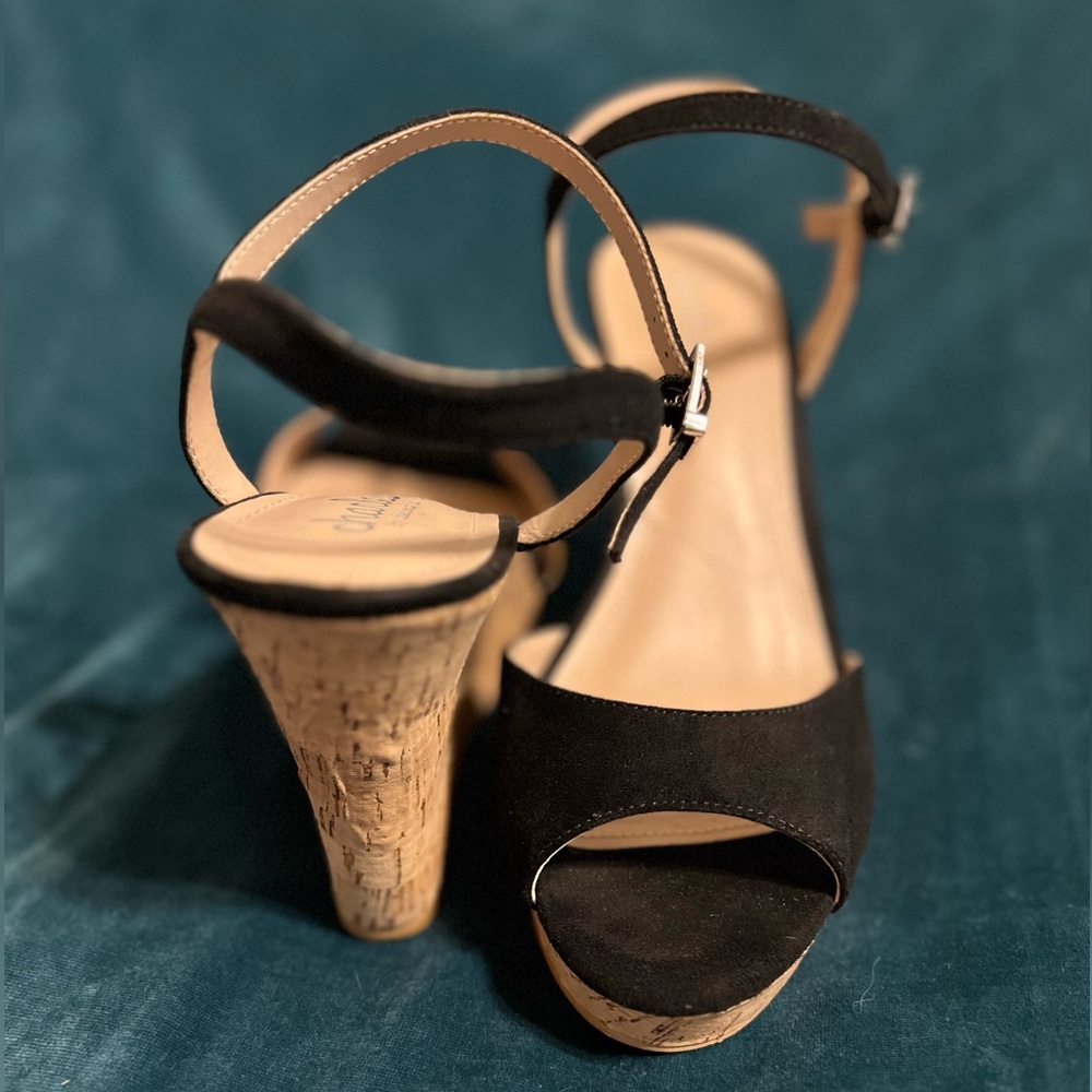 Black Wedge Sandals